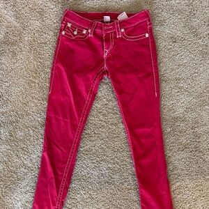 True Religion Size 27 Red Skinny Jeans